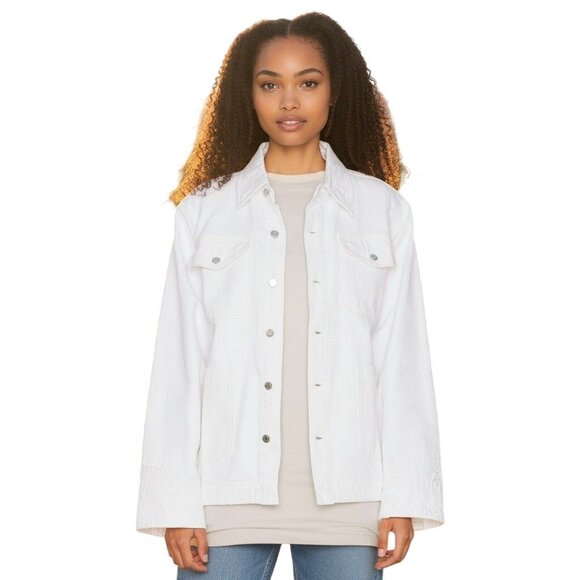GRLFRND White Jessie Body Drill Shirt Jacket NWT - Size M - Picture 1 of 8